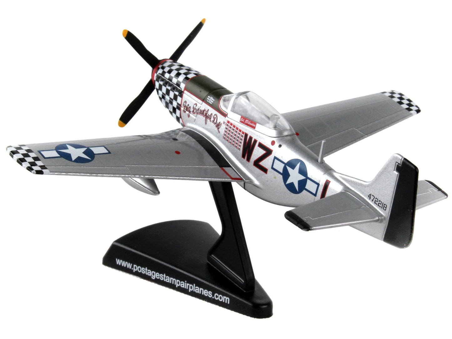 North American P-51D Mustang Fighter Aircraft "Big Beautiful Doll" United States Army Air Forces 1/100 Diecast Model Airplane by Postage Stamp