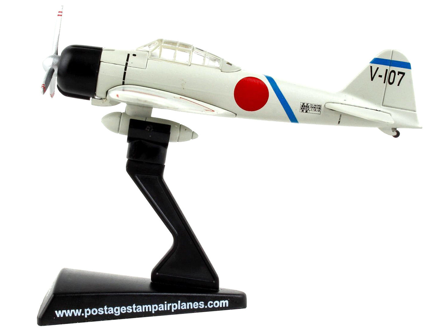 Mitsubishi A6M2 Zero Fighter Aircraft V-107 "Tainan Koukutai - Saburou Sakai" Imperial Japanese Navy 1/97 Diecast Model Airplane by Postage Stamp