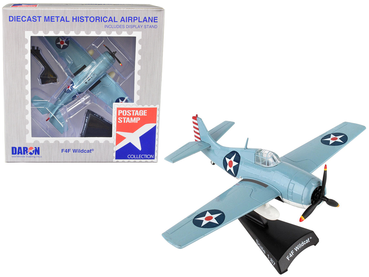 Grumman F4F Wildcat Aircraft "United States Navy" 1/87 (HO) Diecast Model Airplane by Postage Stamp