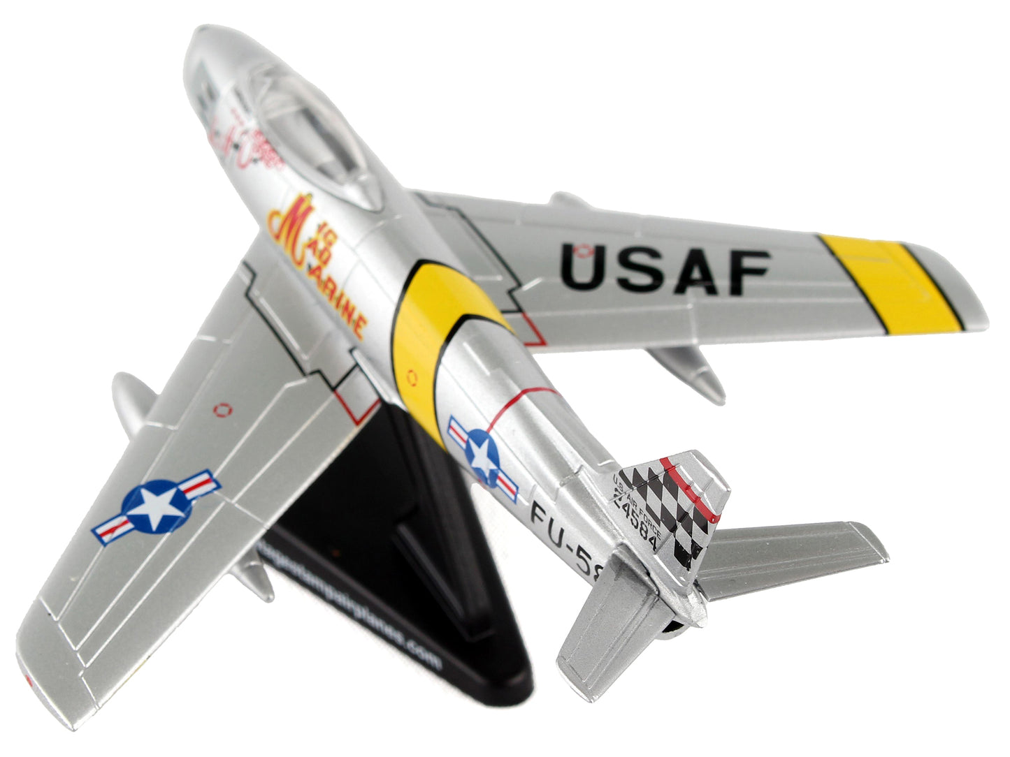 North American F-86F Sabre Fighter Aircraft "Mig Mad Marine" United States Air Force 1/110 Diecast Model Airplane by Postage Stamp