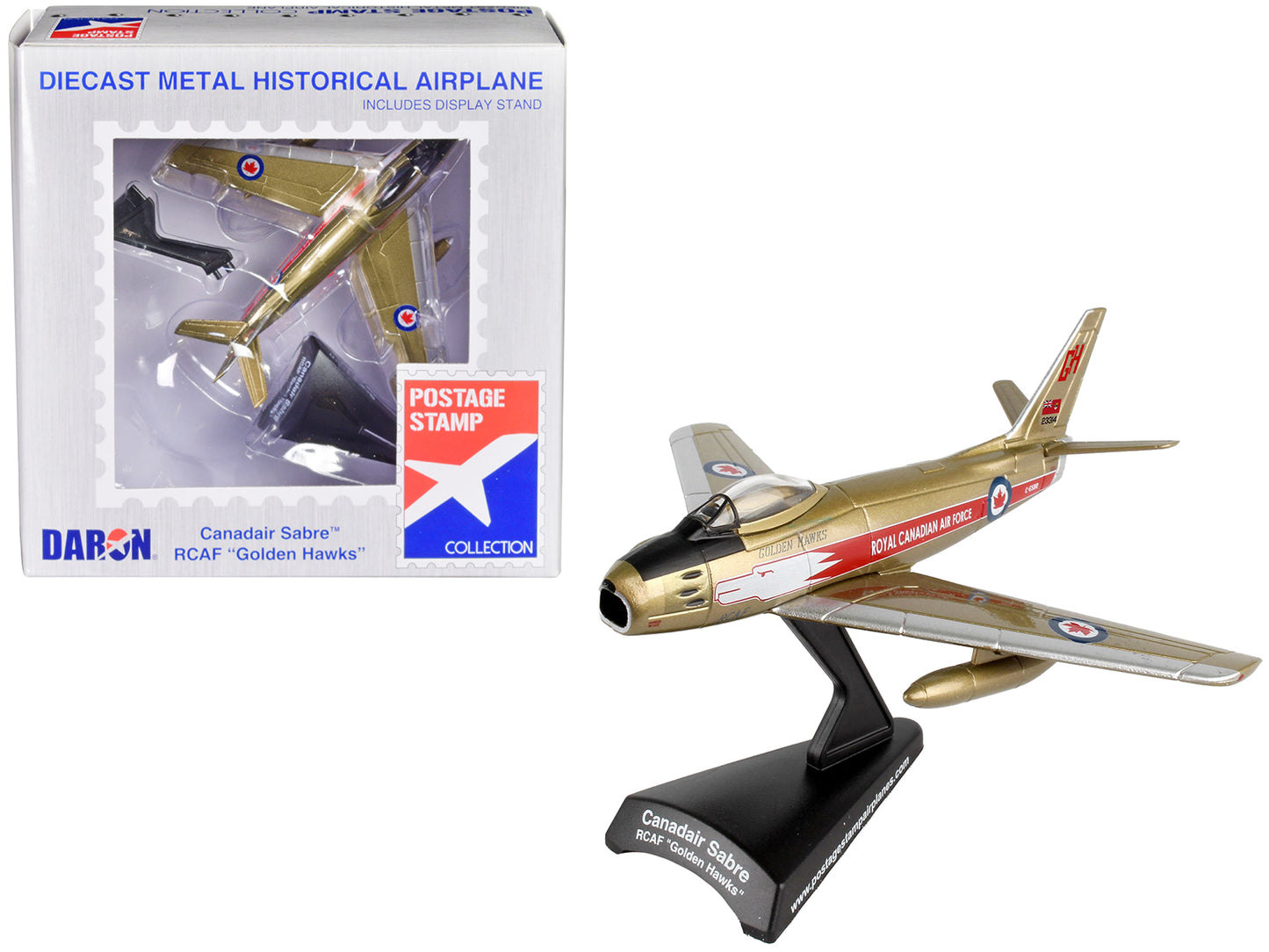 North American Canadair Sabre Fighter Aircraft "Golden Hawks" Royal Canadian Air Force 1/110 Diecast Model Airplane by Postage Stamp