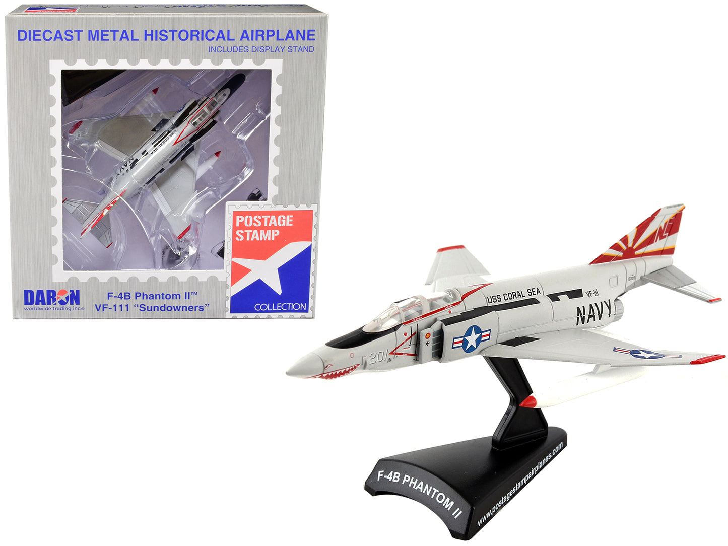 McDonnell Douglas F-4B Phantom II Fighter Aircraft "VF-111 Sundowners" United States Navy 1/155 Diecast Model Airplane by Postage Stamp