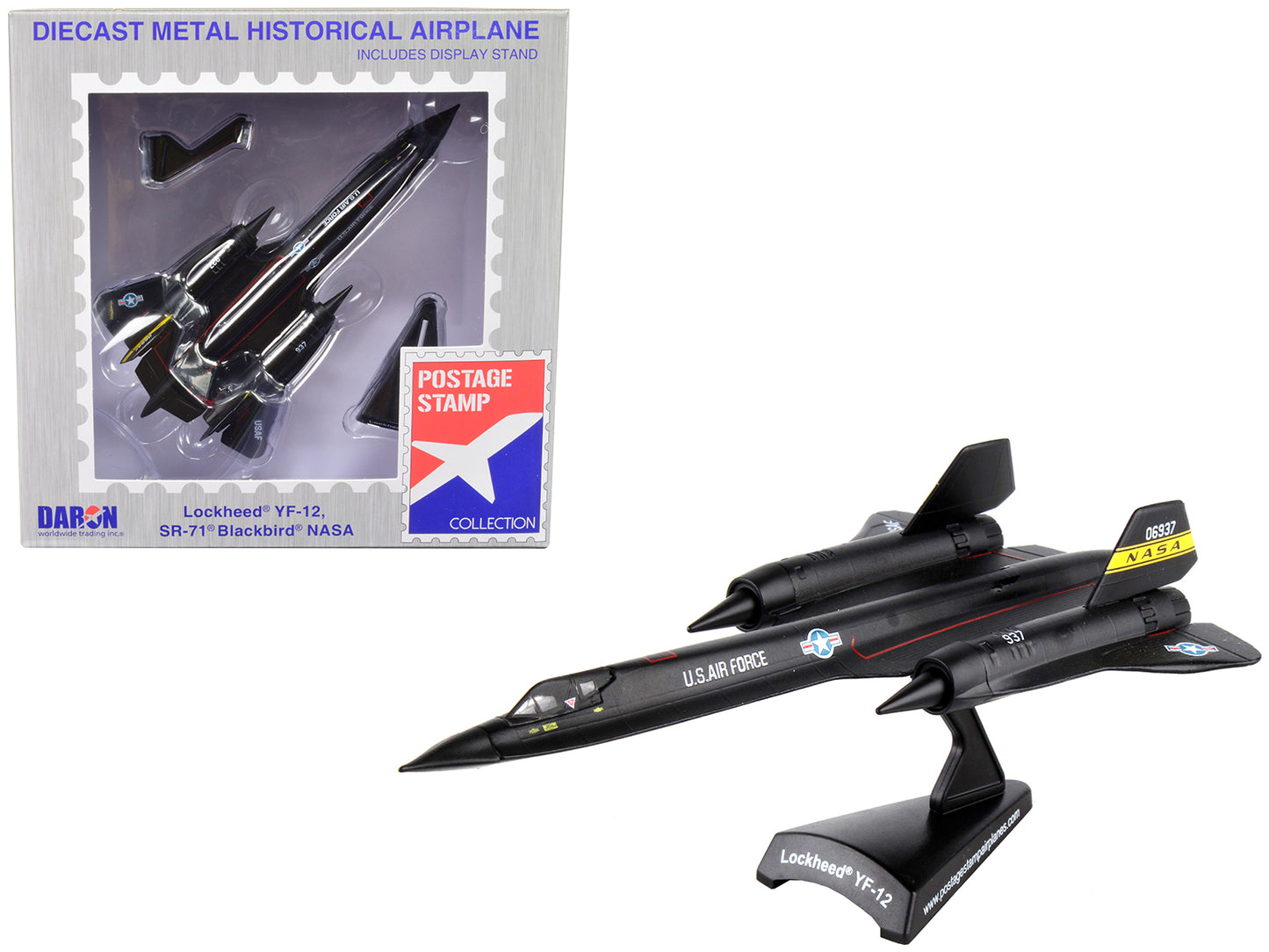 Lockheed YF-12 SR-71 Blackbird Aircraft "NASA" United States Air Force 1/200 Diecast Model Airplane by Postage Stamp