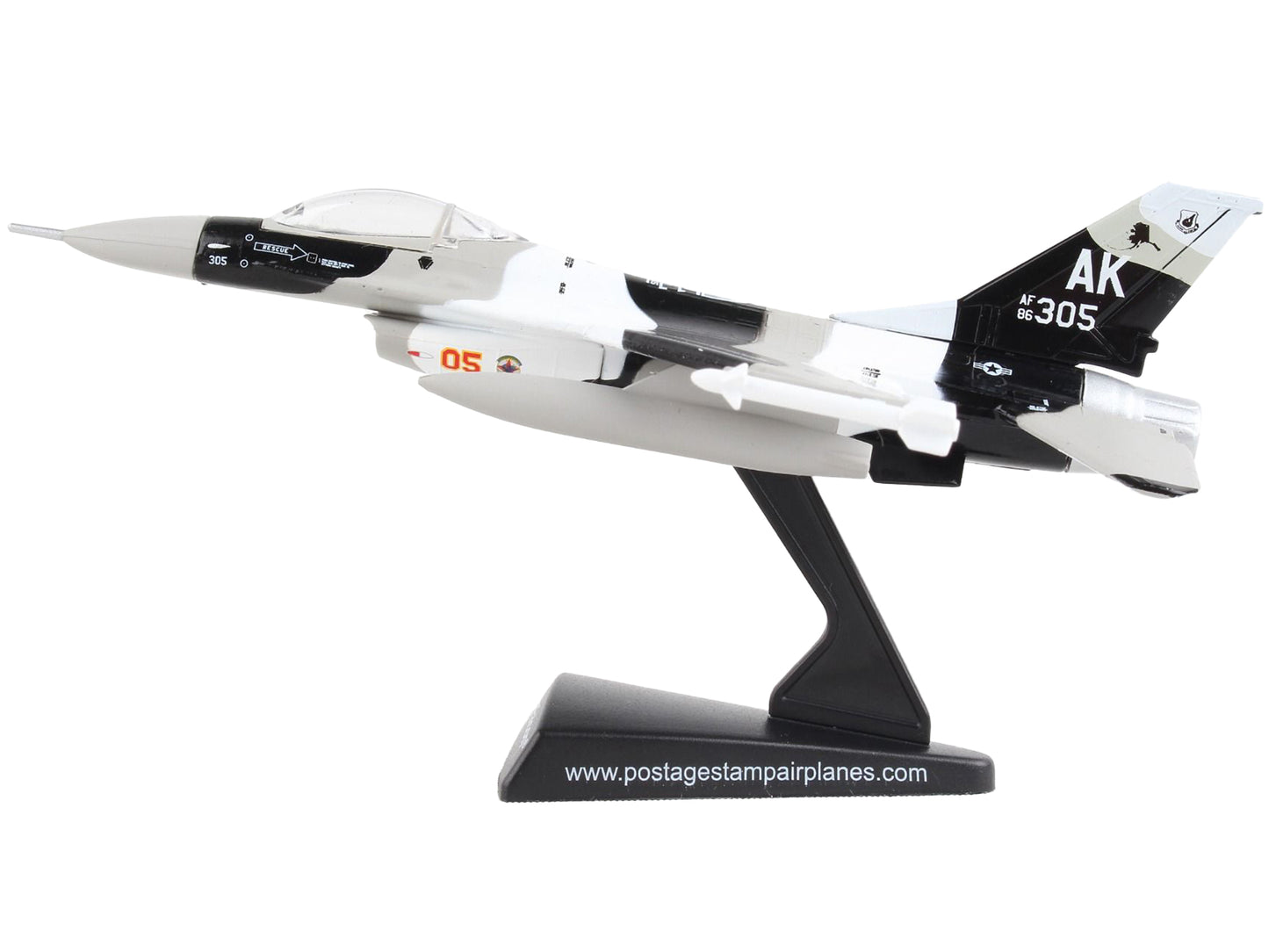 General Dynamics F-16 Fighting Falcon Fighter Aircraft Arctic Camouflage "United States Air Force" 1/126 Diecast Model Airplane by Postage Stamp