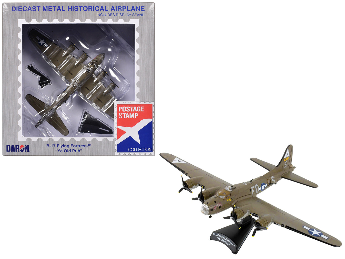 Boeing B-17 Flying Fortress Bomber Aircraft "Ye Olde Pub" United States Army Air Forces 1/155 Diecast Model Airplane by Postage Stamp