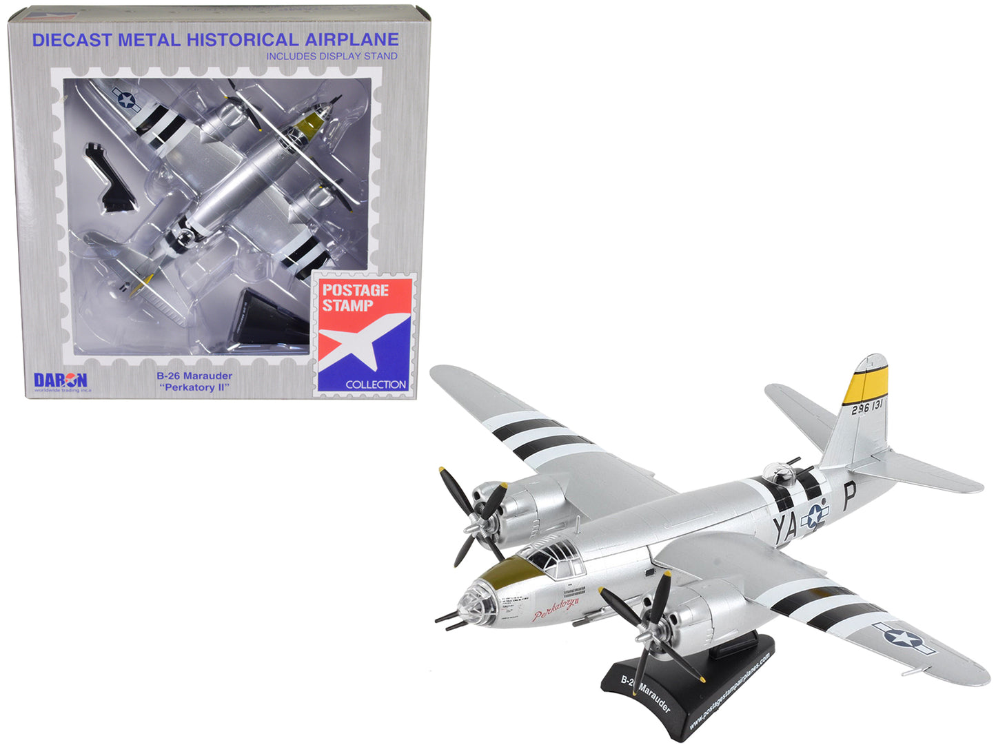 Martin B-26 Marauder Bomber Aircraft "Perkatory II 386th Bomb Group 555th Bomb Squadron" United States Army Air Forces 1/107 Diecast Model Airplane by Postage Stamp