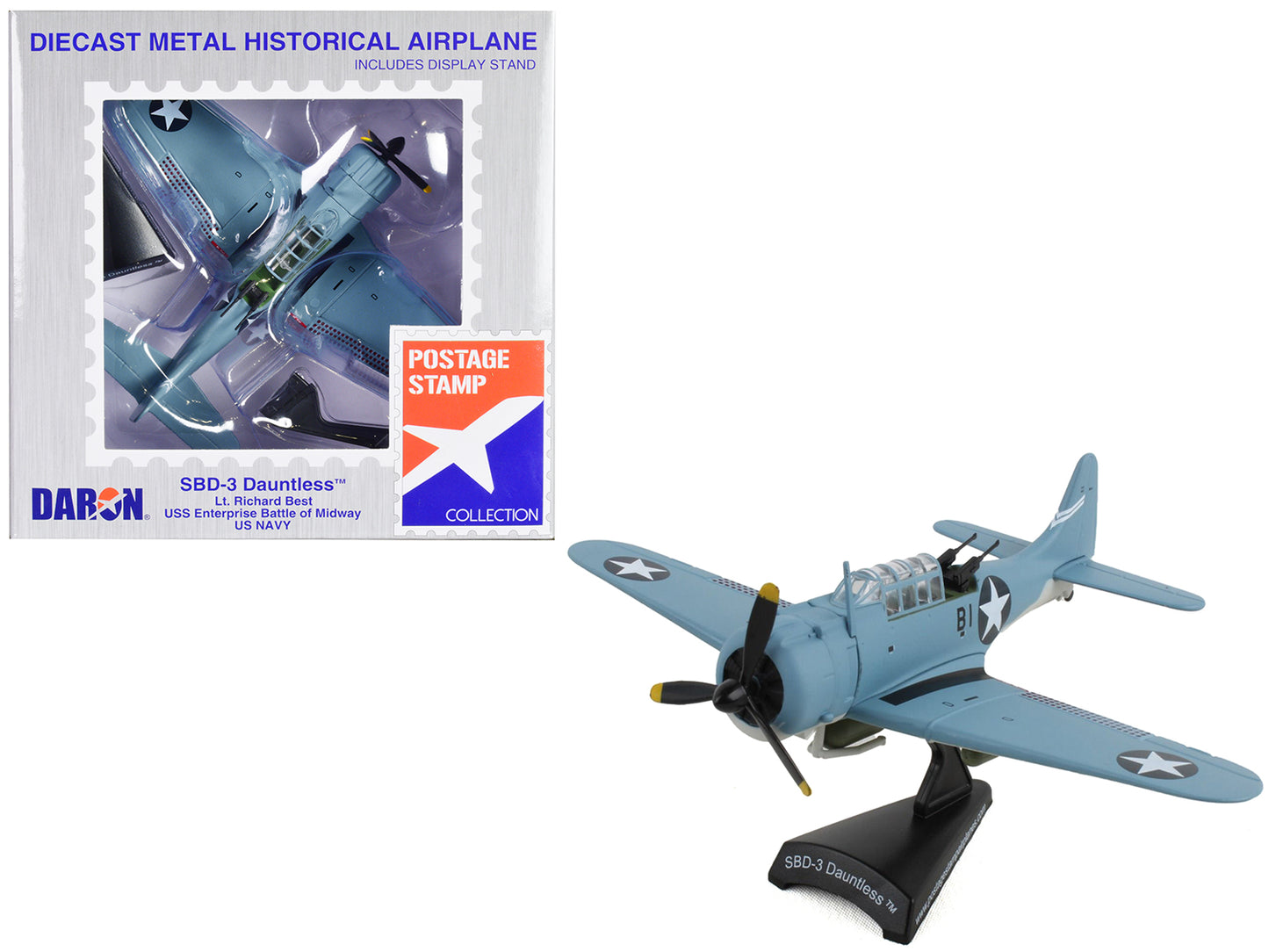 Douglas SBD-3 Dauntless Aircraft "Lt. Richard Best" United States Navy 1/87 Diecast Model Airplane by Postage Stamp