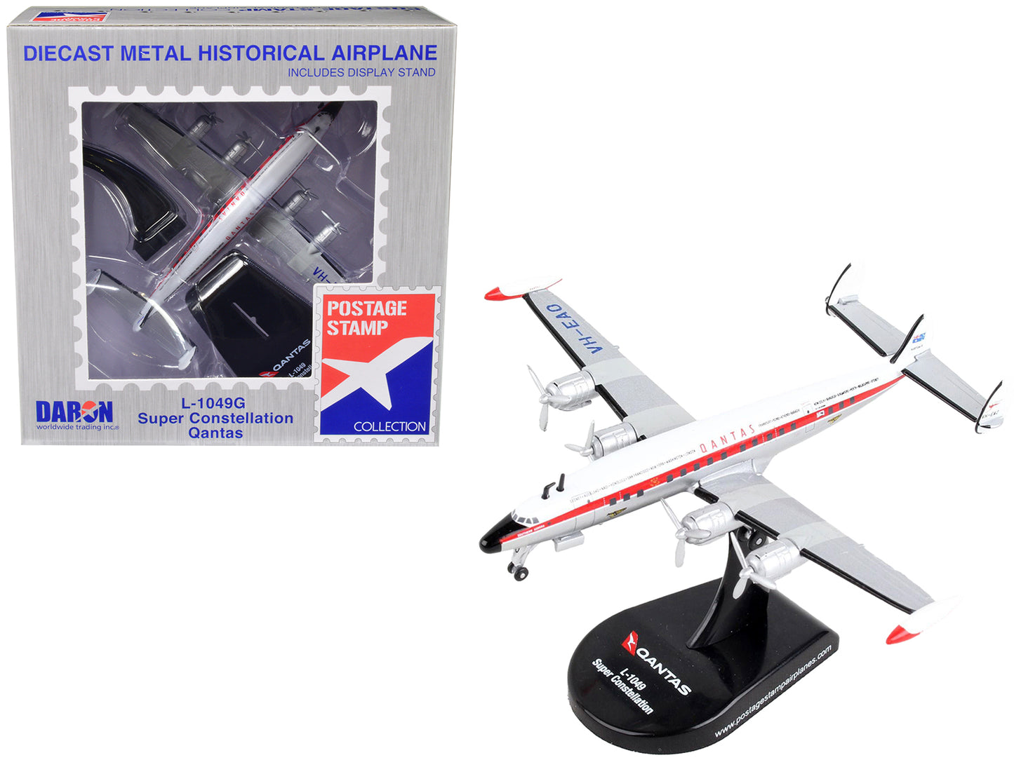 Lockheed L-1049G Super Constellation Commercial Aircraft "Qantas Airways" 1/300 Diecast Model Airplane by Postage Stamp