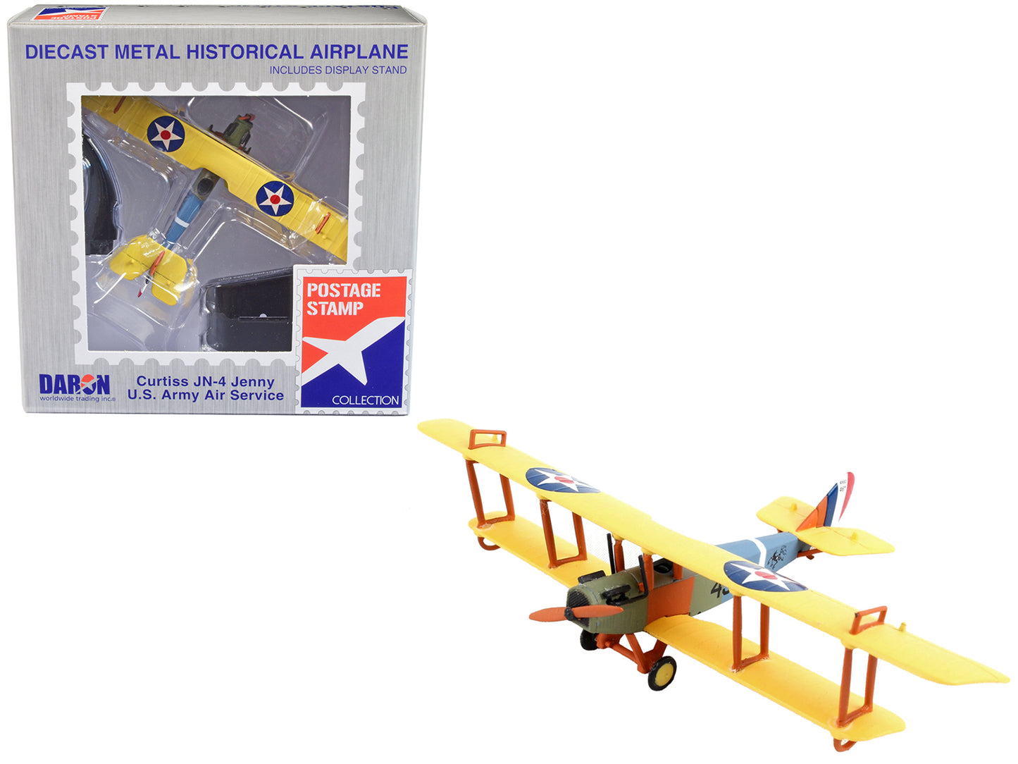 Curtiss JN4 "Jenny" Biplane Aircraft "United States Army Air Service" 1/100 Diecast Model Airplane by Postage Stamp