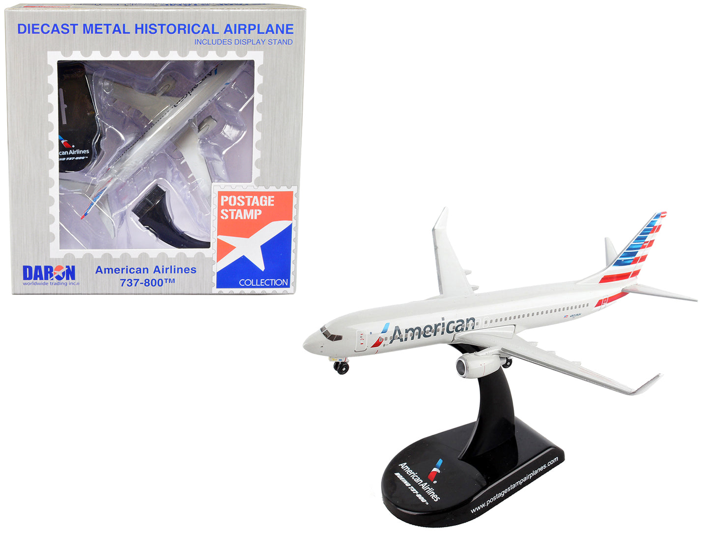 Boeing 737 Next Generation Commercial Aircraft "American Airlines" 1/300 Diecast Model Airplane by Postage Stamp