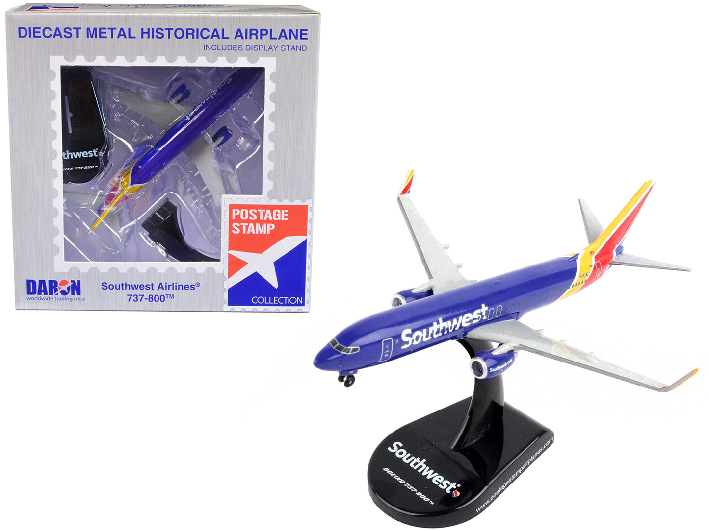 Boeing 737-800 Next Generation Commercial Aircraft "Southwest Airlines" 1/300 Diecast Model Airplane by Postage Stamp