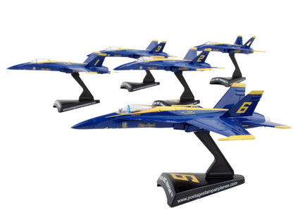 McDonnell Douglas F/A-18 Hornet Aircraft "Blue Angels" United States Navy 6 piece Gift Set 1/150 Diecast Model Airplanes by Postage Stamp