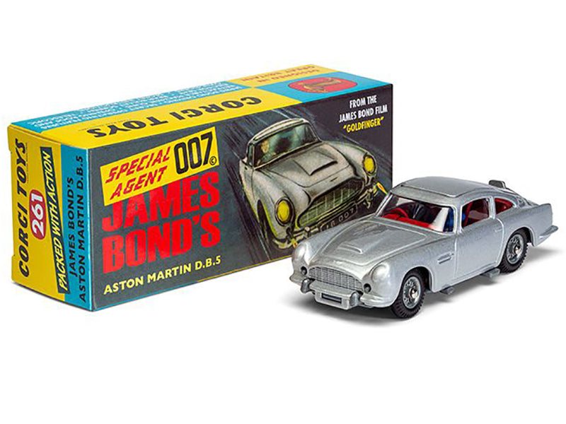 Aston Martin DB5 RHD (Right Hand Drive) Birch Silver James Bond 007 "Goldfinger" (1964) Movie (#261 Reissue) Diecast Model Car by Corgi