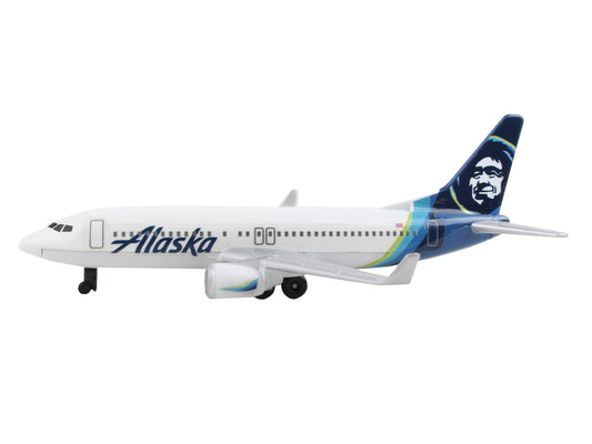 Commercial Aircraft "Alaska Airlines" White with Blue Tail Diecast Model Airplane by Daron