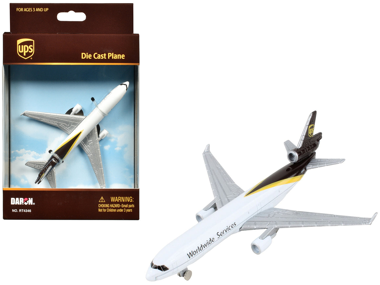 McDonnell Douglas MD-11 Commercial Aircraft "UPS Worldwide Services" (N281UP) White with Brown Tail Diecast Model Airplane by Daron