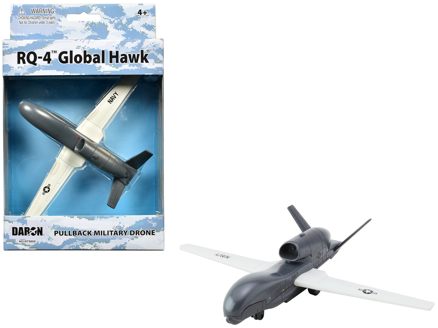 Northrop Grumman RQ-4 Global Hawk Military Drone "United States Navy" Gray and White Diecast Model Airplane by Daron