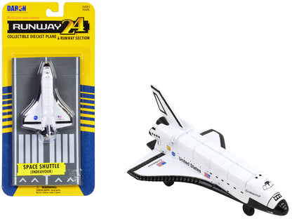 NASA "Endeavour" Space Shuttle White "United States" with Runway Section Diecast Model Airplane by Runway24