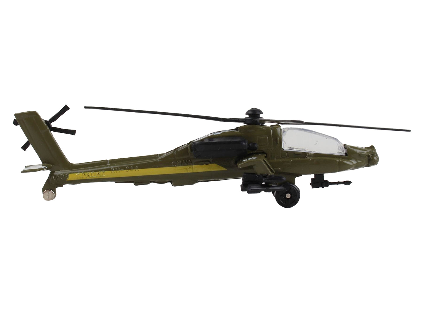 Boeing AH-64 Apache Helicopter Olive Drab "United States Army" with Runway Section Diecast Model by Runway24