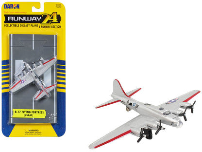 Boeing B-17 Flying Fortress Bomber Aircraft Silver Metallic "United States Army Air Force" with Runway Section Diecast Model Airplane by Runway24