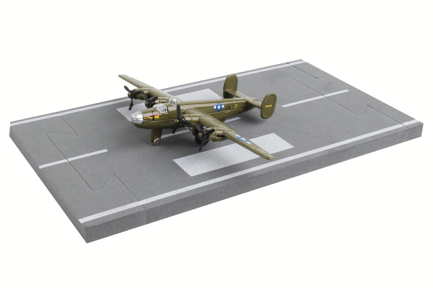 Consolidated B-24 Liberator Bomber Aircraft Olive Drab "United States Army Air Force" with Runway Section Diecast Model Airplane by Runway24