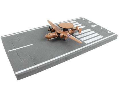 Northrop Grumman E-2C Hawkeye Aircraft Tan "United States Navy" with Runway Section Diecast Model Airplane by Runway24