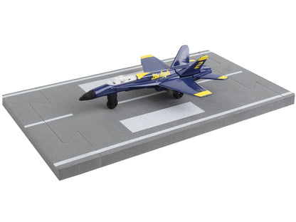 McDonnell Douglas F/A-18A Hornet Fighter Aircraft Blue "United States Navy Blue Angels #2" with Runway Section Diecast Model Airplane by Runway24