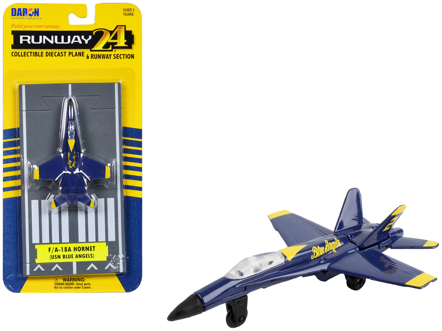 McDonnell Douglas F/A-18A Hornet Fighter Aircraft Blue "United States Navy Blue Angels #2" with Runway Section Diecast Model Airplane by Runway24