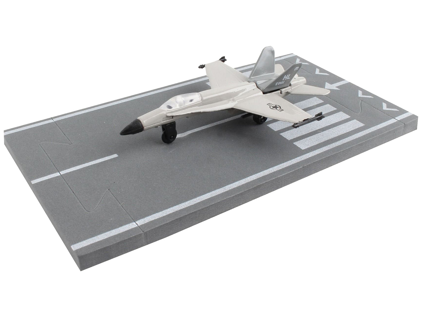 McDonnell Douglas F/A-18C Hornet Fighter Aircraft Gray "United States Navy" with Runway Section Diecast Model Airplane by Runway24