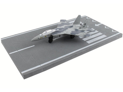 McDonnell Douglas F-15 Eagle Fighter Aircraft Gray Camouflage "United States Air Force" with Runway Section Diecast Model Airplane by Runway24