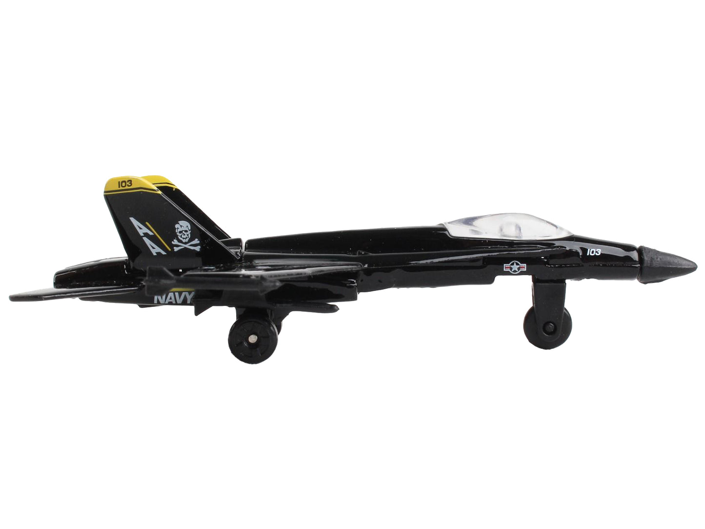 McDonnell Douglas F/A-18 Hornet Fighter Aircraft Black "United States Navy" with Runway Section Diecast Model Airplane by Runway24