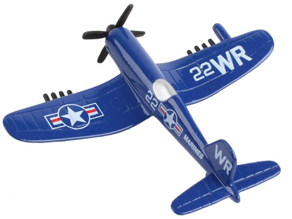 Vought F4U Corsair Fighter Aircraft Blue "United States Marine Corps" with Runway Section Diecast Model Airplane by Runway24