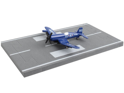 Vought F4U Corsair Fighter Aircraft Blue "United States Marine Corps" with Runway Section Diecast Model Airplane by Runway24