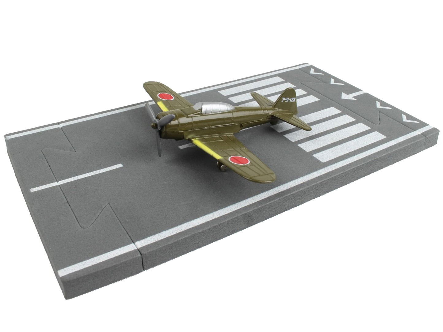 Mitsubishi A6M Zero Fighter Aircraft Green "Imperial Japanese Navy Air Service" with Runway Section Diecast Model Airplane by Runway24