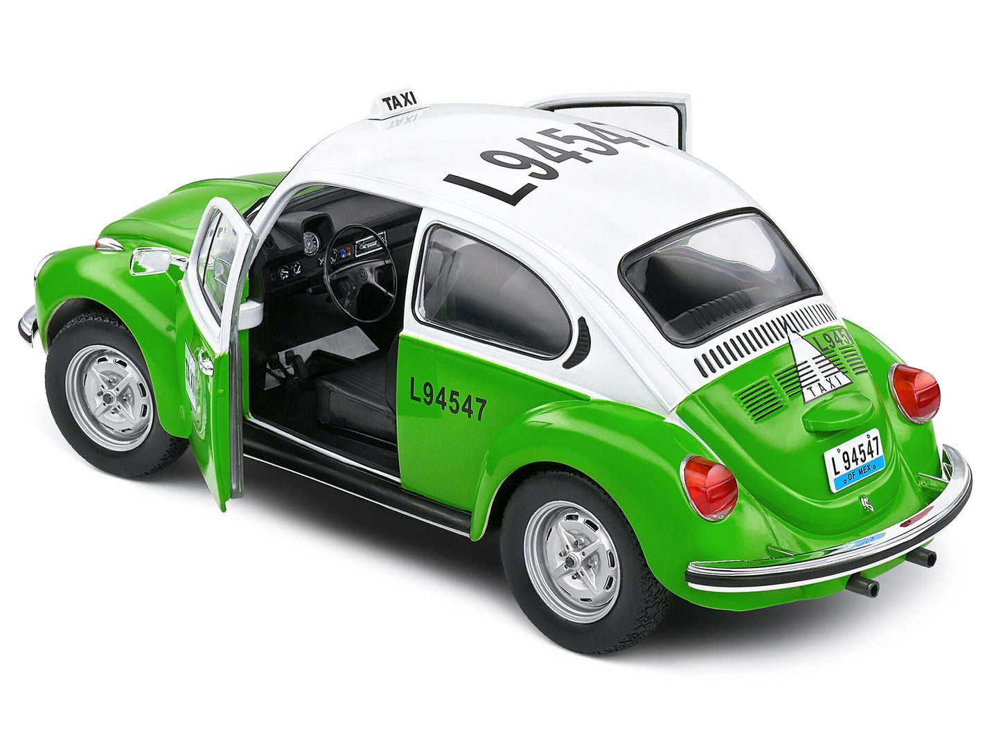 1974 Volkswagen Beetle 1303 "Mexican Taxi" Green and White 1/18 Diecast Model Car by Solido