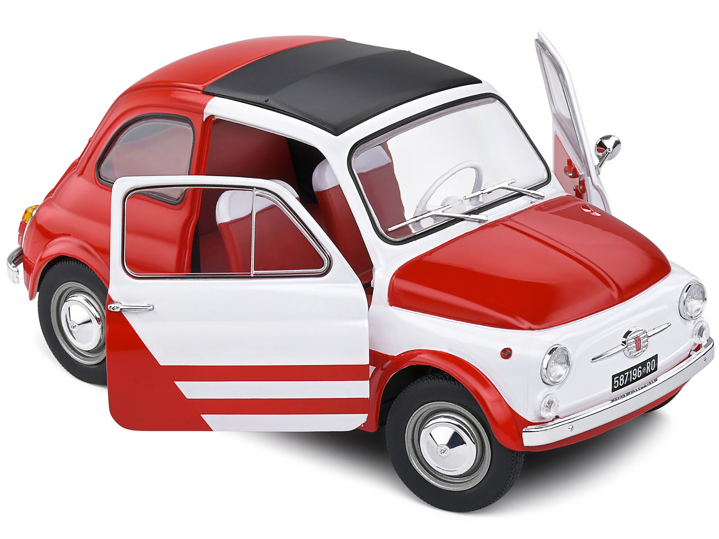 1965 Fiat 500 L Red and White with Red Interior "Robe Di Kappa" 1/18 Diecast Model Car by Solido