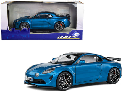 2023 Alpine A110S Pack Aero Bleu Alpine Blue Metallic with Black Top 1/18 Diecast Model Car by Solido