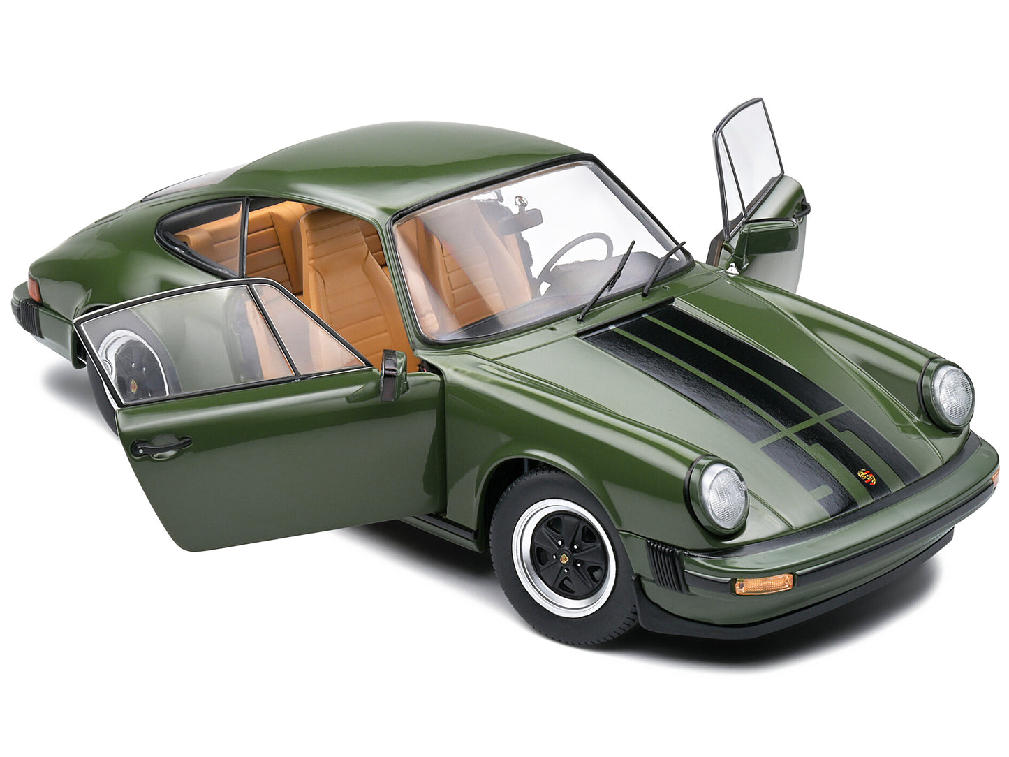 1974 Porsche 911 SC Olive Green with Black Stripes 1/18 Diecast Model Car by Solido