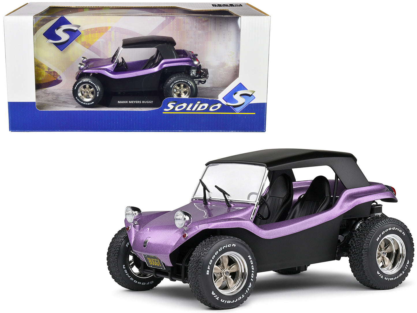 1968 Meyers Manx Buggy Purple Metallic with Black Soft Top 1/18 Diecast Model Car by Solido