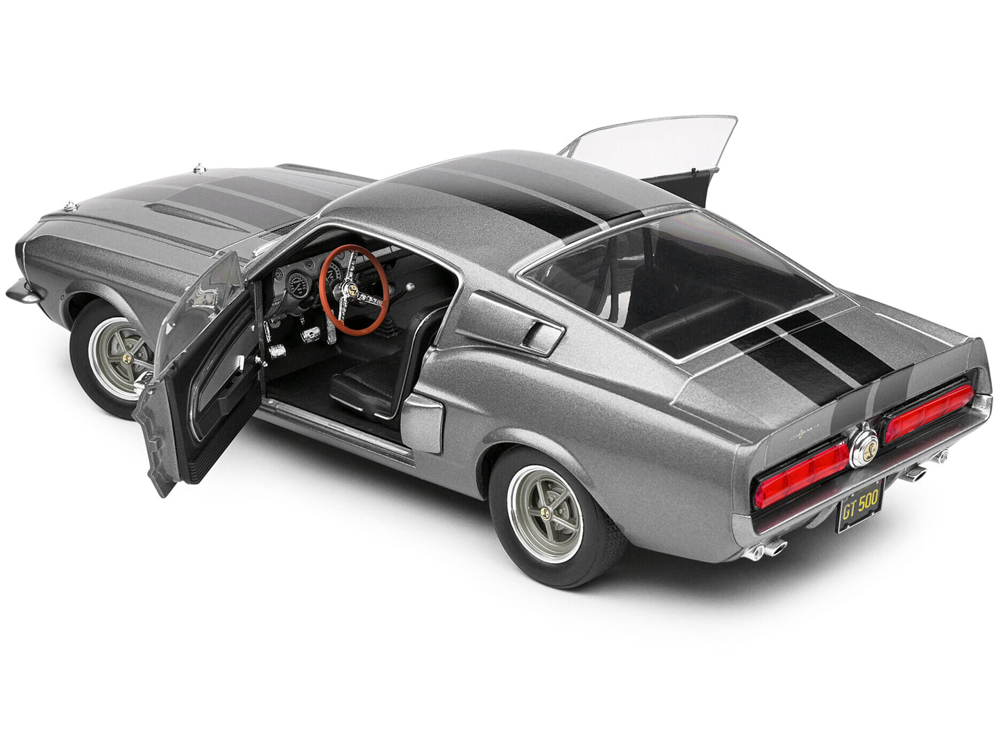 1967 Shelby GT500 Gray Metallic with Black Stripes 1/18 Diecast Model Car by Solido