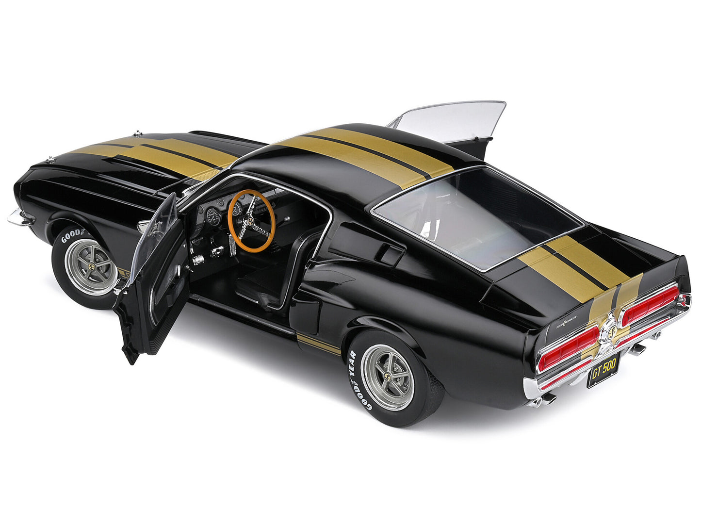 1967 Shelby GT500 Black with Gold Stripes 1/18 Diecast Model Car by Solido