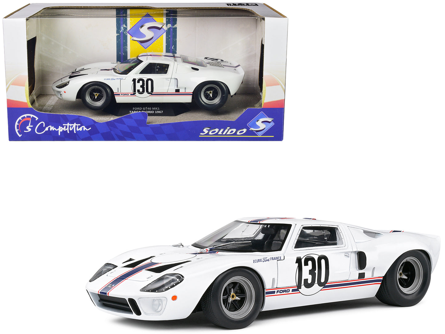 Ford GT40 MK1 #130 Henri Greder - Jean-Michel Giorgi "Targa Florio" (1967) "Competition" Series 1/18 Diecast Model Car by Solido