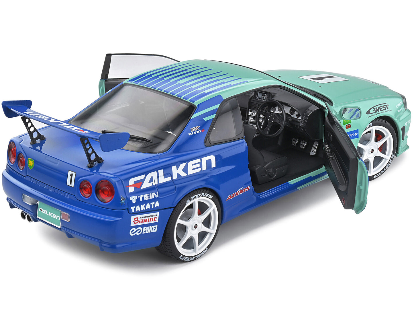 Nissan Skyline GT-R (R34) RHD (Right Hand Drive) #1 Hironori Takeuchi - Yuji Tachikawa "Falken" JGTC (Japan Grand Touring Championship) (2001) "Competition" Series 1/18 Diecast Model Car by Solido