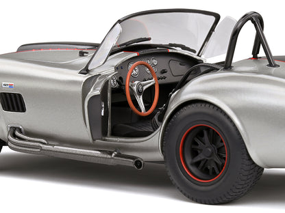 1965 Shelby AC Cobra 427 MKII Custom Silver Metallic with Red and Black Stripes 1/18 Diecast Model Car by Solido