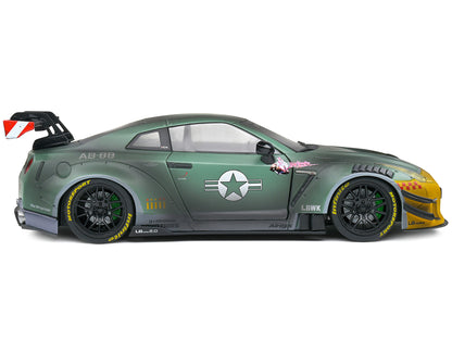 2022 Nissan GT-R (R35) RHD (Right Hand Drive) Liberty Walk 2.0 Body Kit "Army Fighter" "Competition" Series 1/18 Diecast Model Car by Solido