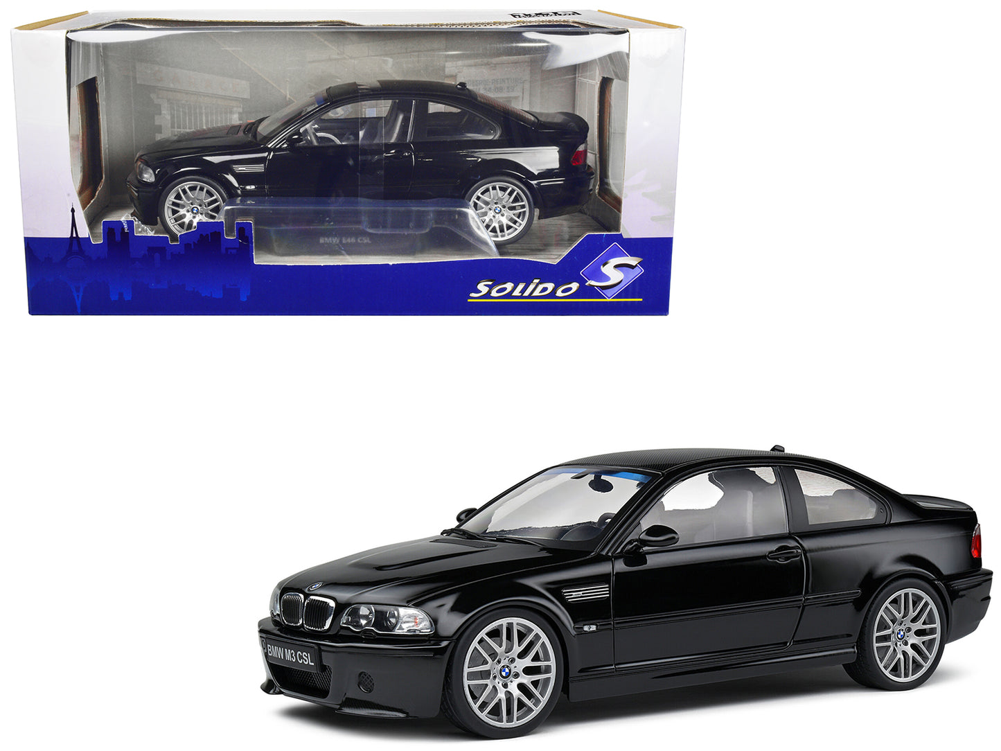 2003 BMW E46 CSL Black 1/18 Diecast Model Car by Solido