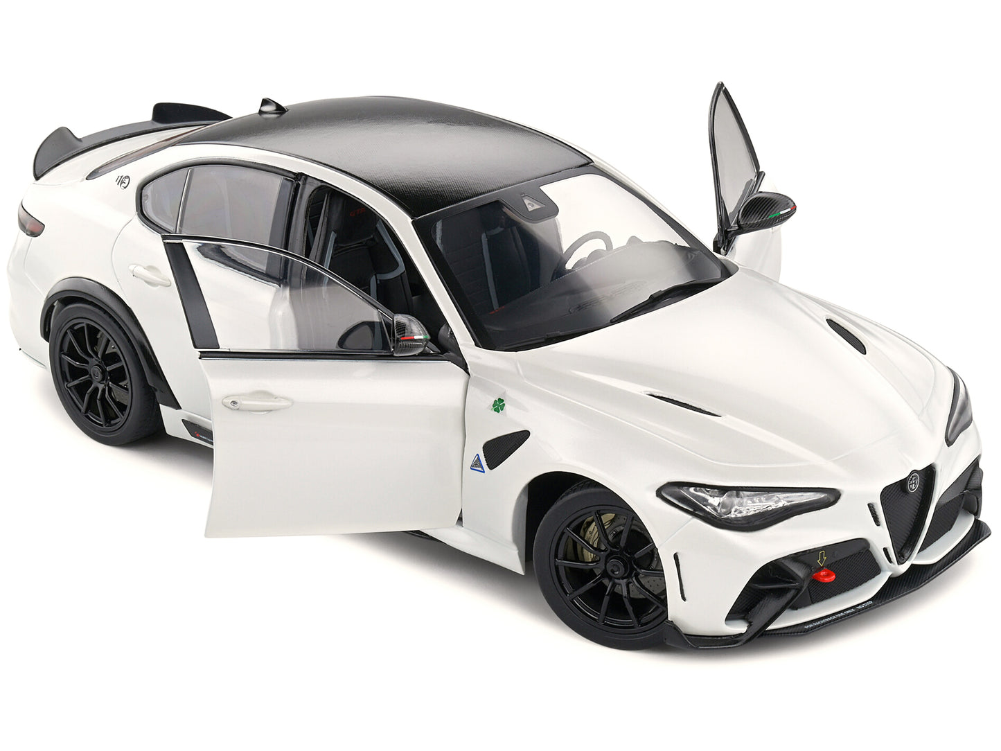 2022 Alfa Romeo Guilia GTA Blanco Trofeo White Metallic with Carbon Top 1/18 Diecast Model Car by Solido