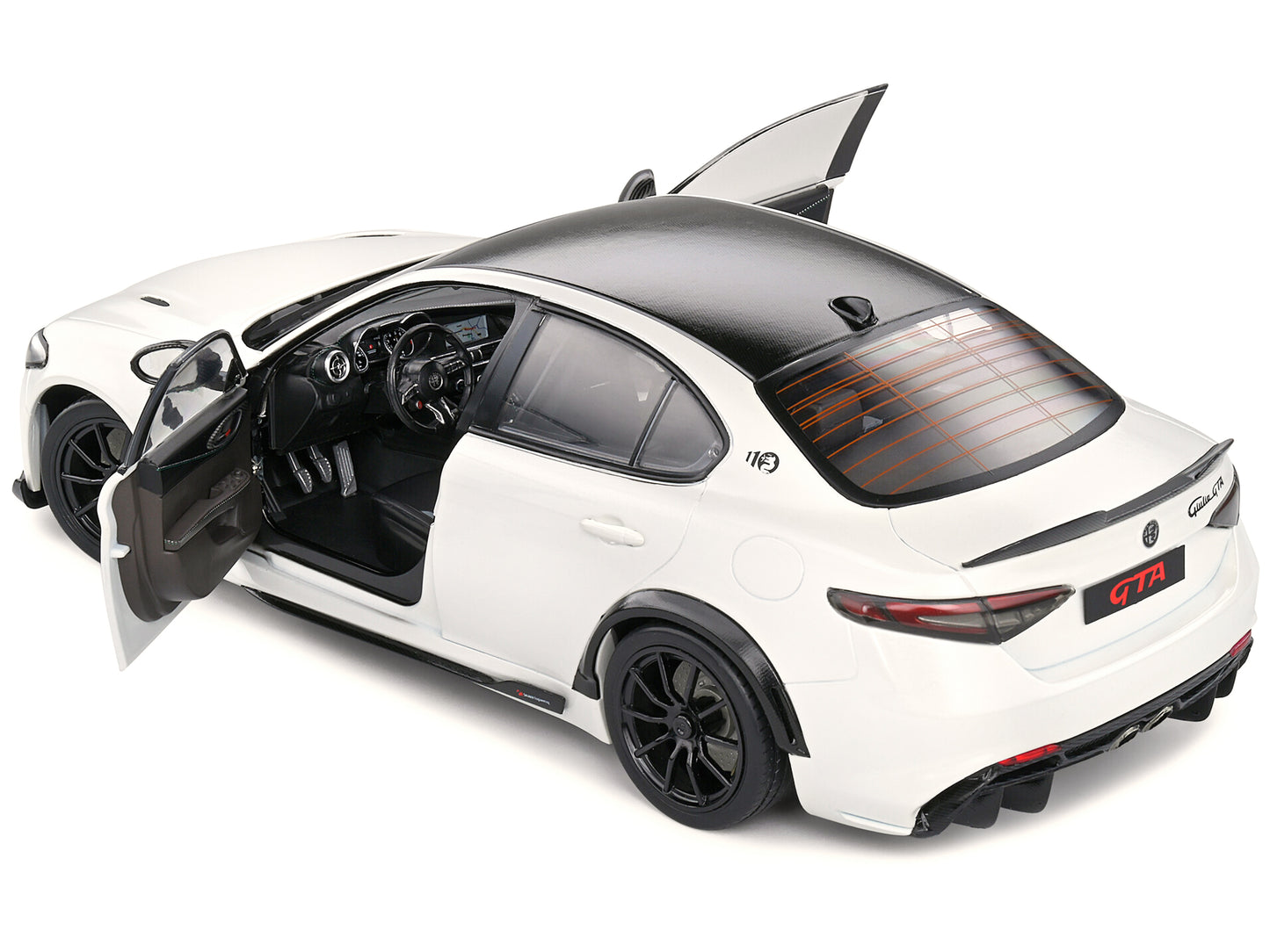 2022 Alfa Romeo Guilia GTA Blanco Trofeo White Metallic with Carbon Top 1/18 Diecast Model Car by Solido