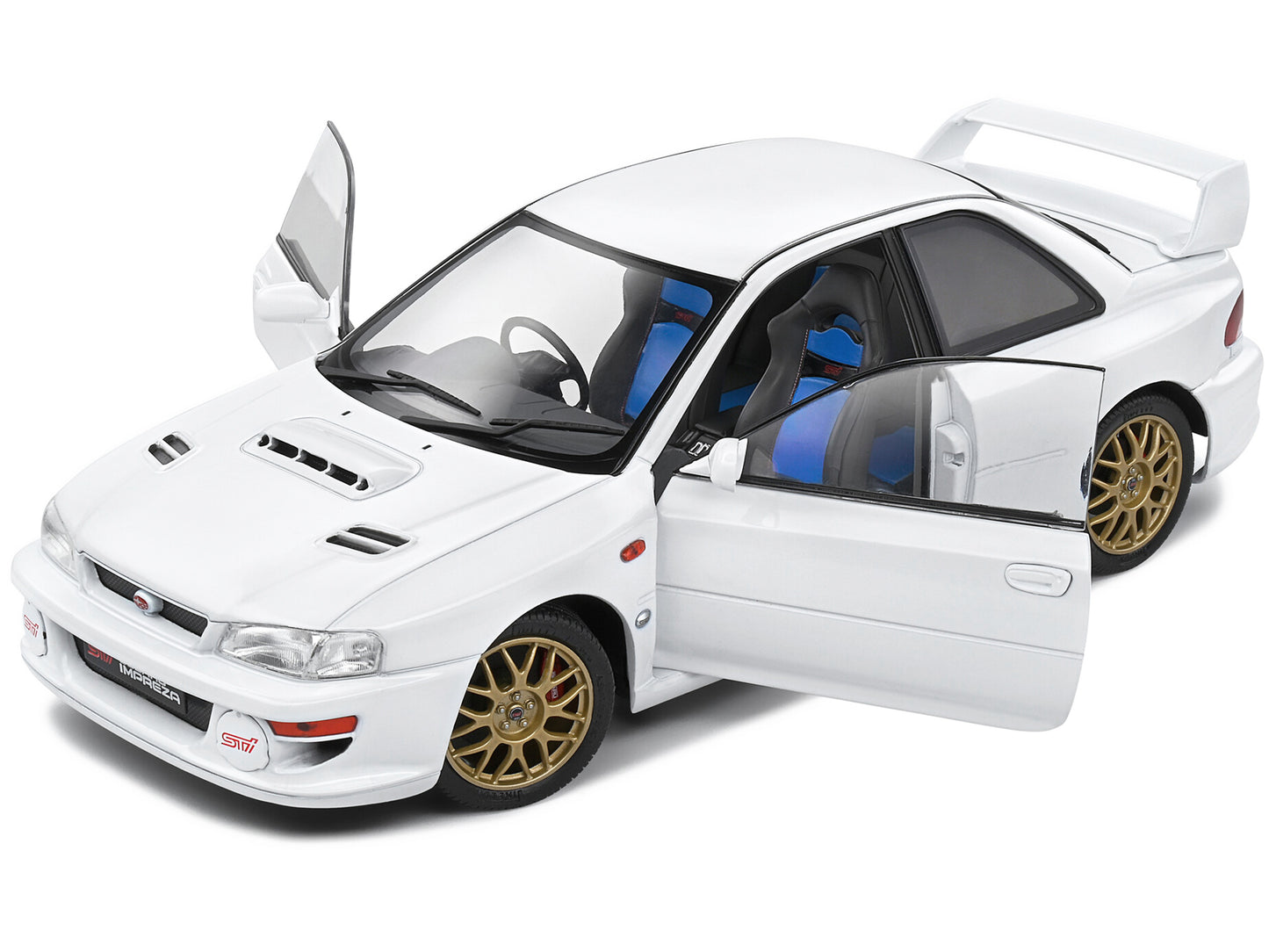 1998 Subaru Impreza 22B RHD (Right Hand Drive) Pure White with Gold Wheels 1/18 Diecast Model Car by Solido