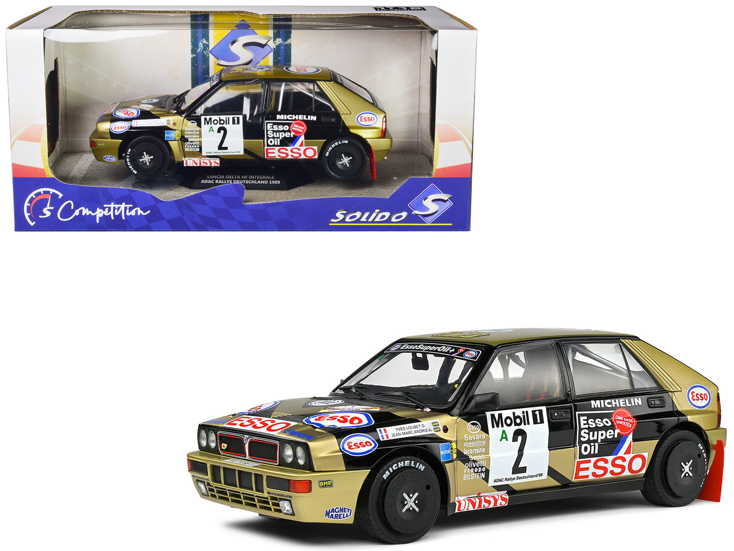 Lancia Delta HF Integrale #2 Yves Loubet - Jean-Marc Andrie 3rd Place "ADAC Rallye Deutschland" (1989) "Competition" Series 1/18 Diecast Model Car by Solido