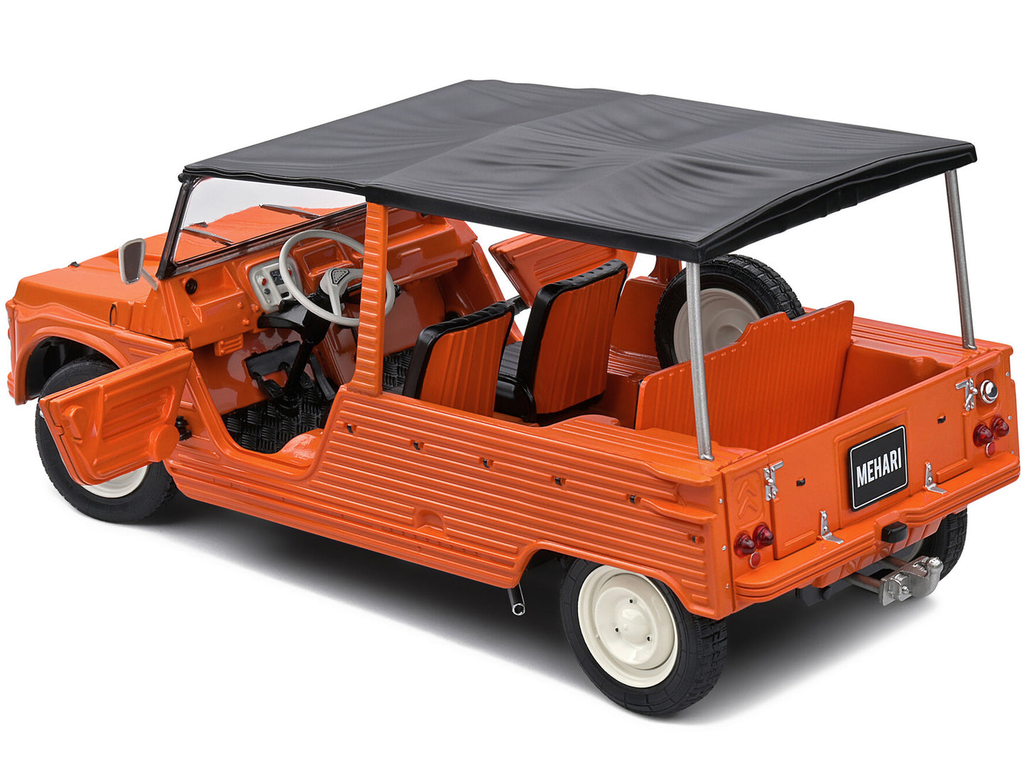 1970 Citroen Mehari MK.1 Kirghiz Orange with Black Top 1/18 Diecast Model Car by Solido